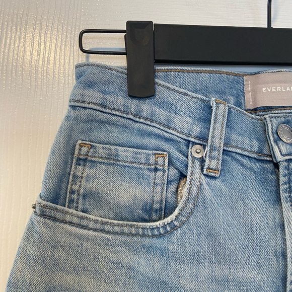 Everlane High Rise Straight Leg Light Wash Denim Jeans Distressed Zip Size 0 - Picture 5 of 12
